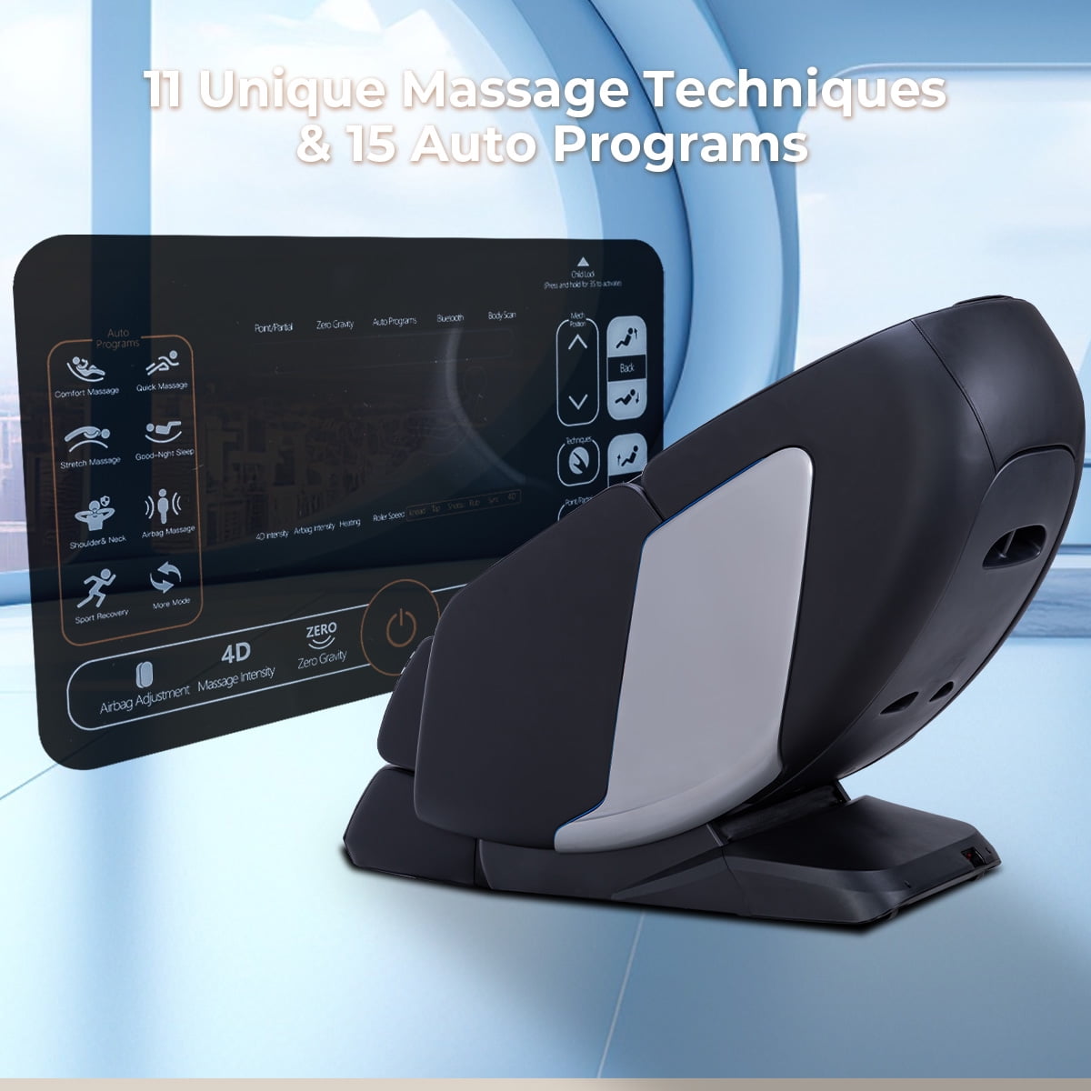 MassaMAX 2025 4D Massage Chair, Zero Gravity Full Body Yoga Stretch Massage, with Calf & Lower Back Heating,Bluetooth, Black