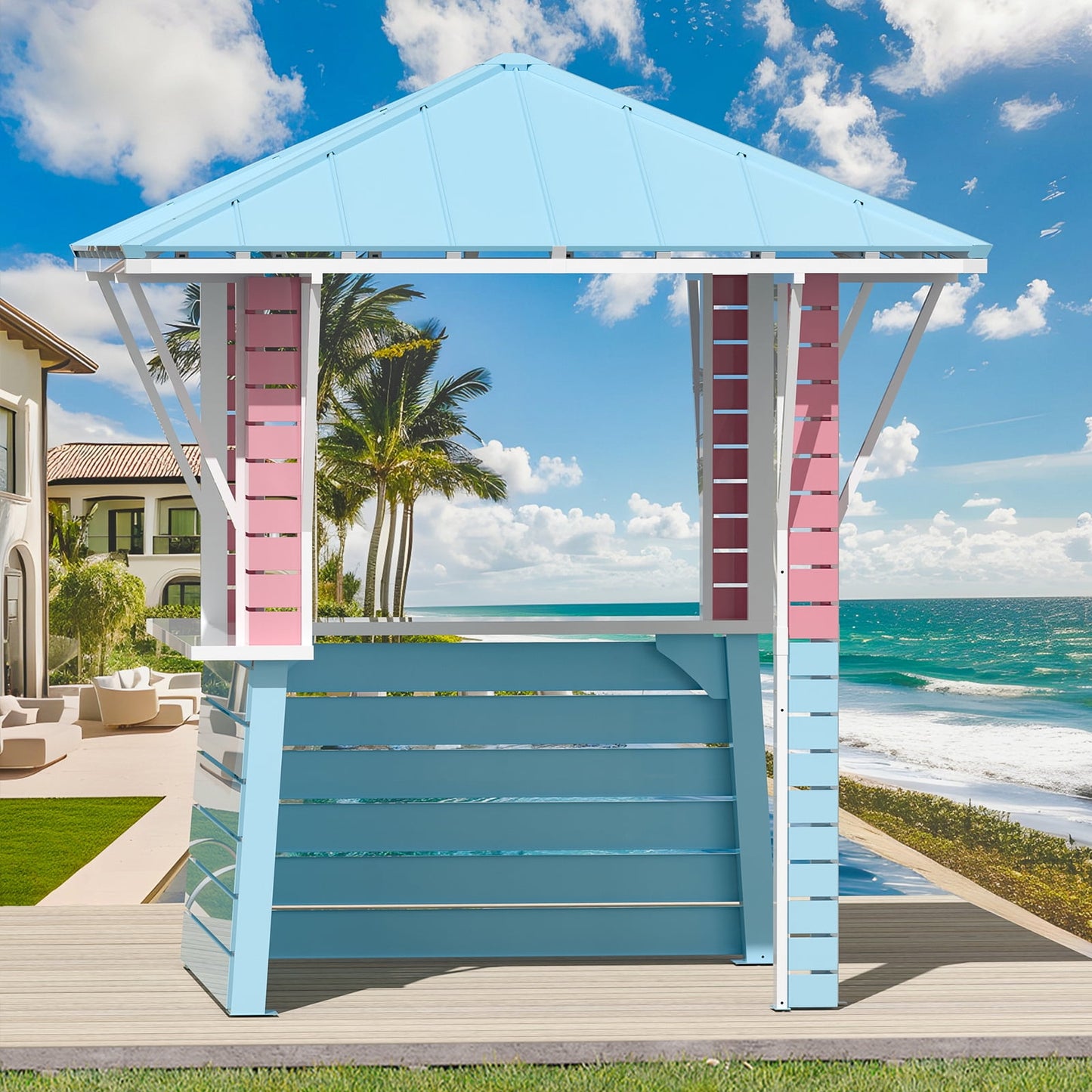 Modern Shade 8' x 8' Outdoor Grill Gazebo with USB Port and Hooks, Steel Frame for Patio or Poolside