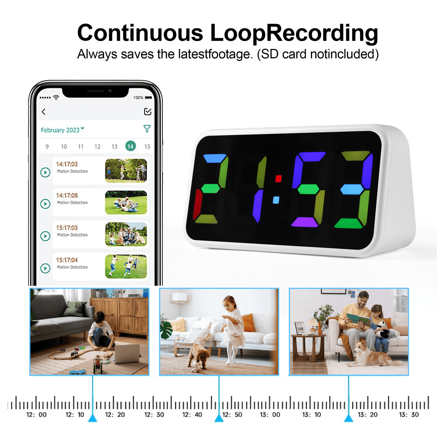 Security Clock Camera - Full HD 1080P Wireless Camera - WiFi Nanny Cam for Home Indoor Security