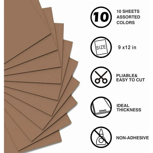 10 PC Brown Eva Foam Sheets Crafts 9x12 Inch 2mm Halloween Craft Foam Paper for Party Preschoolers Classroom Decor Scrapbooking DIY Cosplay(10 Sheets)