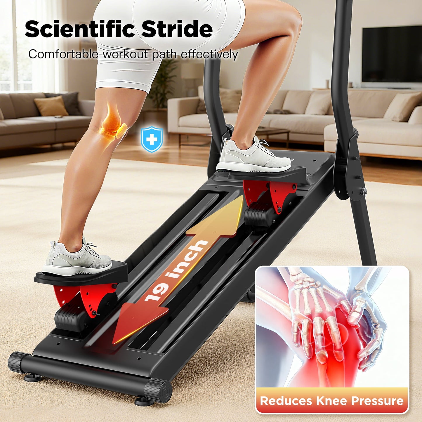 Magnetic Stair Stepper Machine with Adjustable Resistance Up to 77lbs, 360 LBS Capacity - 8 Resistance Levels, LCD Monitor, 6+2 Powerful Magnetic System, Home Cardio Workout Machine