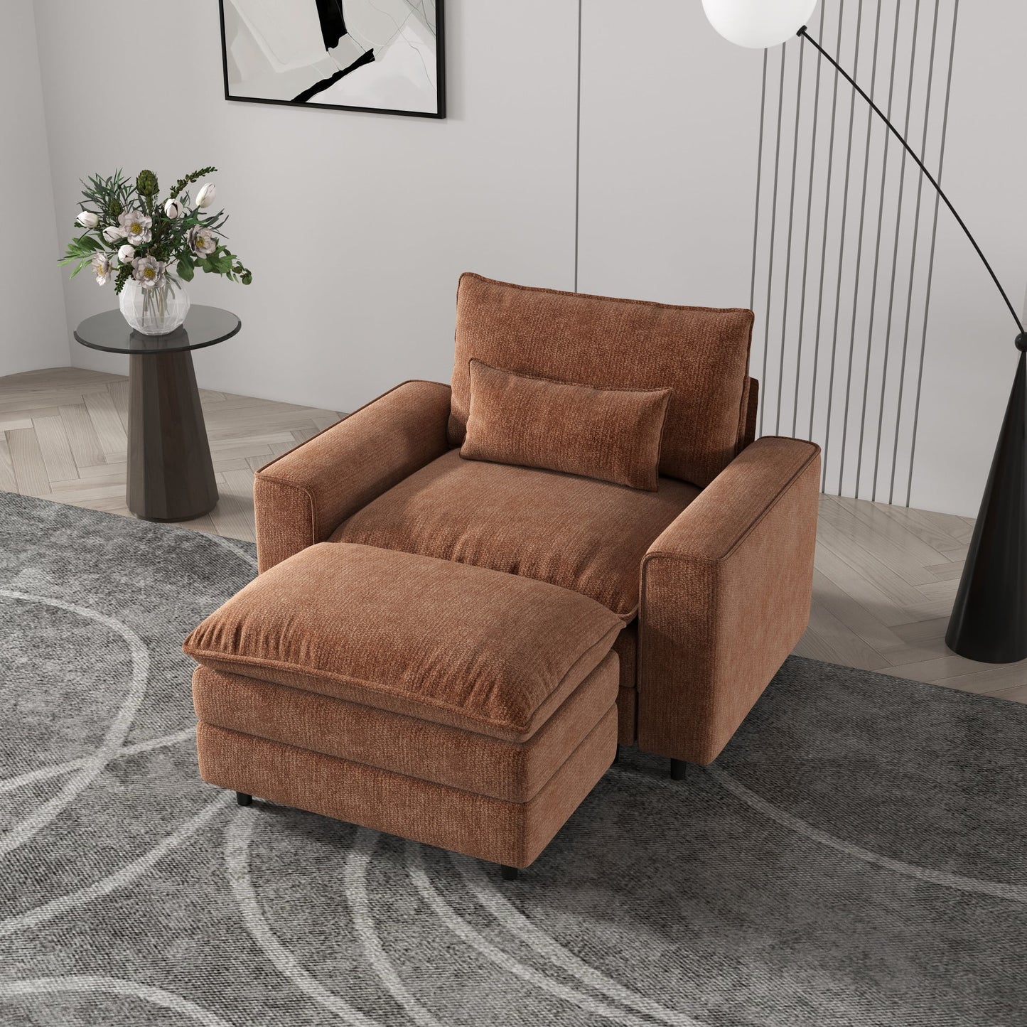 Dranite Modern Single Sofa Armchair for Living Room, Bedroom, White