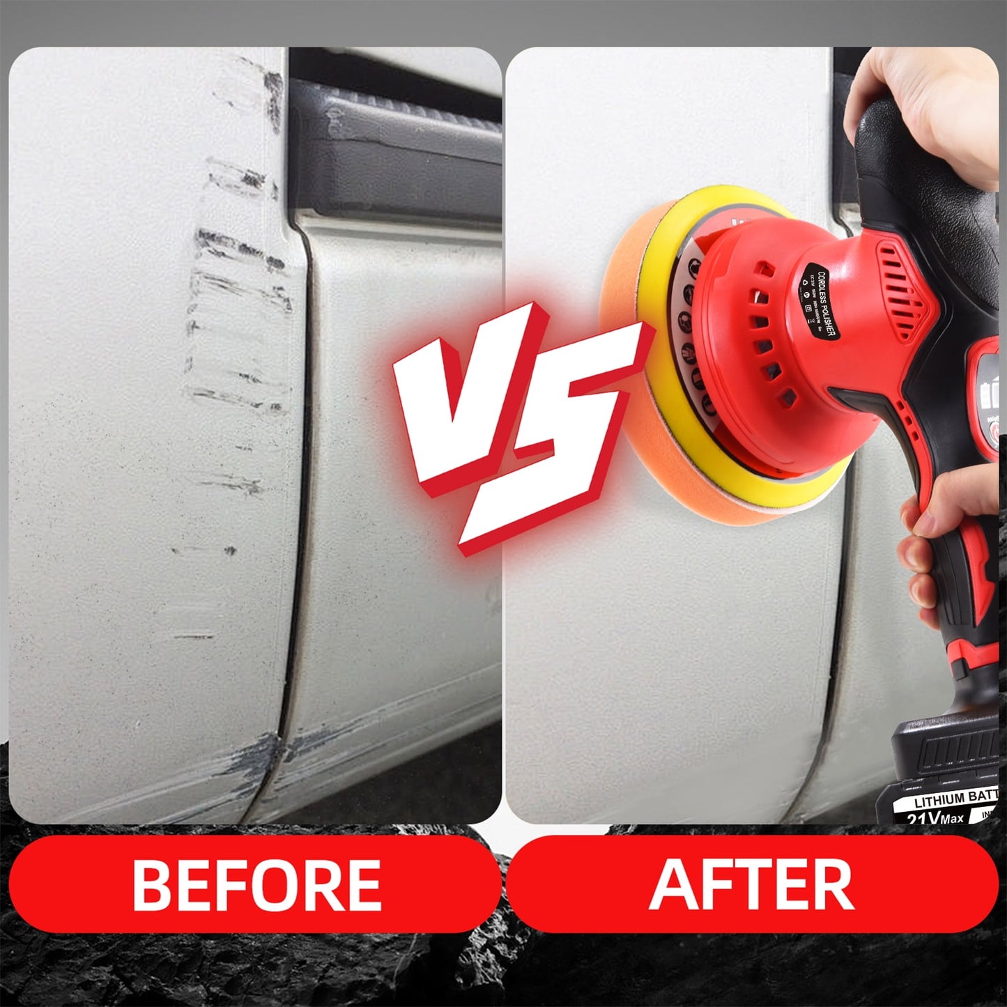 Cordless Car Buffer Polisher kit with 2x2000mAh 21V Batteries, 6 Inch Car buffer Waxer Kit with 6 Variable Speed & Extra 7 PCS Attachments, Polisher For Car Detailing,Boat Sanding,Scratch Removing