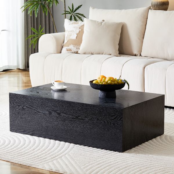TiramisuBest 39.3" MDF Coffee Table, Modern Light Wood Finish with Stylish Design for Living Room,Wood