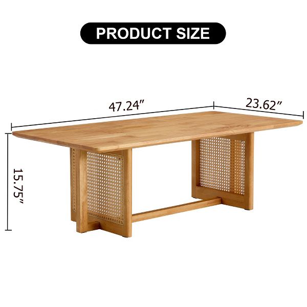 TiramisuBest Walnut Chinese Style Tea Table, Solid Wood Rectangular Coffee Table for Small Living Rooms