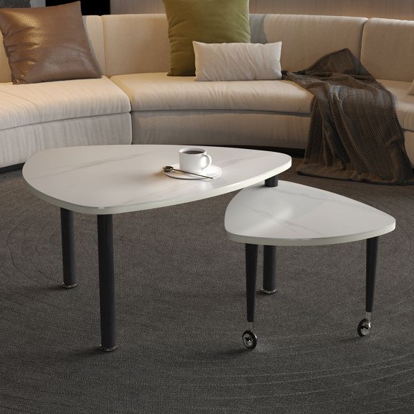 TiramisuBest Modern 360 Swivel Coffee Table, Rotatable with Solid Wood Legs, Easy Assembly, Walnut