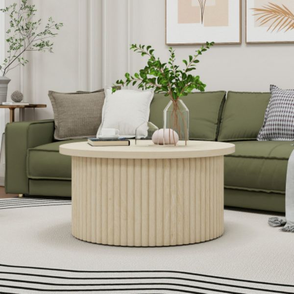 TiramisuBest Round Accent Coffee Table, Modern Side & End Table for Living Room or Apartment,Natural