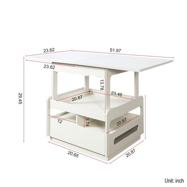 TiramisuBest Architectural Coffee Table Unique Shape Open Storage Modern Accent Living Room Centerpiece Melamine Finish