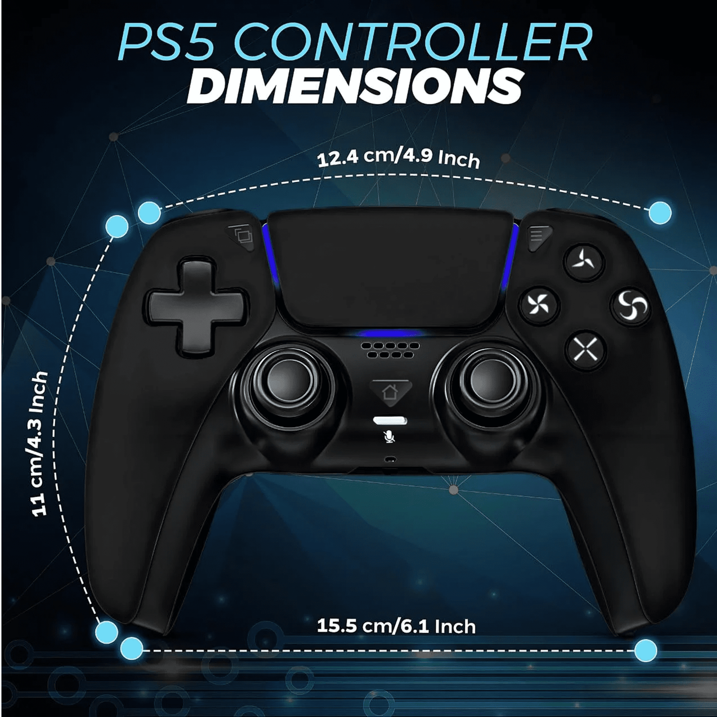 Wireless Controller for P5/Slim/Pro/PC with Dual Vibration & 6-Axis Gyro, USB-C Cable Included, Black, New