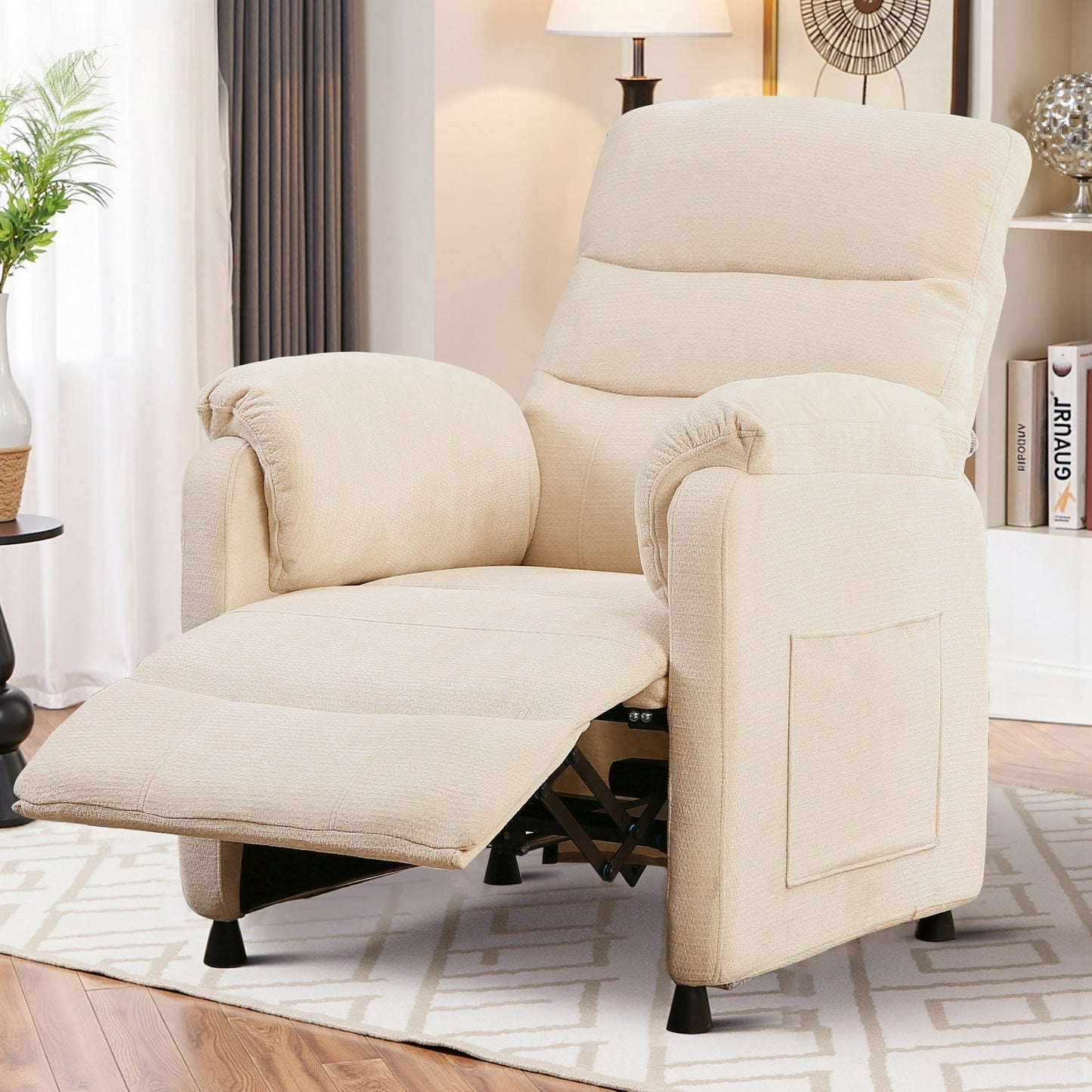 Power Recliner Chair Living Room with Adjustable Backrest and Footrest, Electric Recliner Chair for Adults, Luxurious Chenille Fabric (Beige)