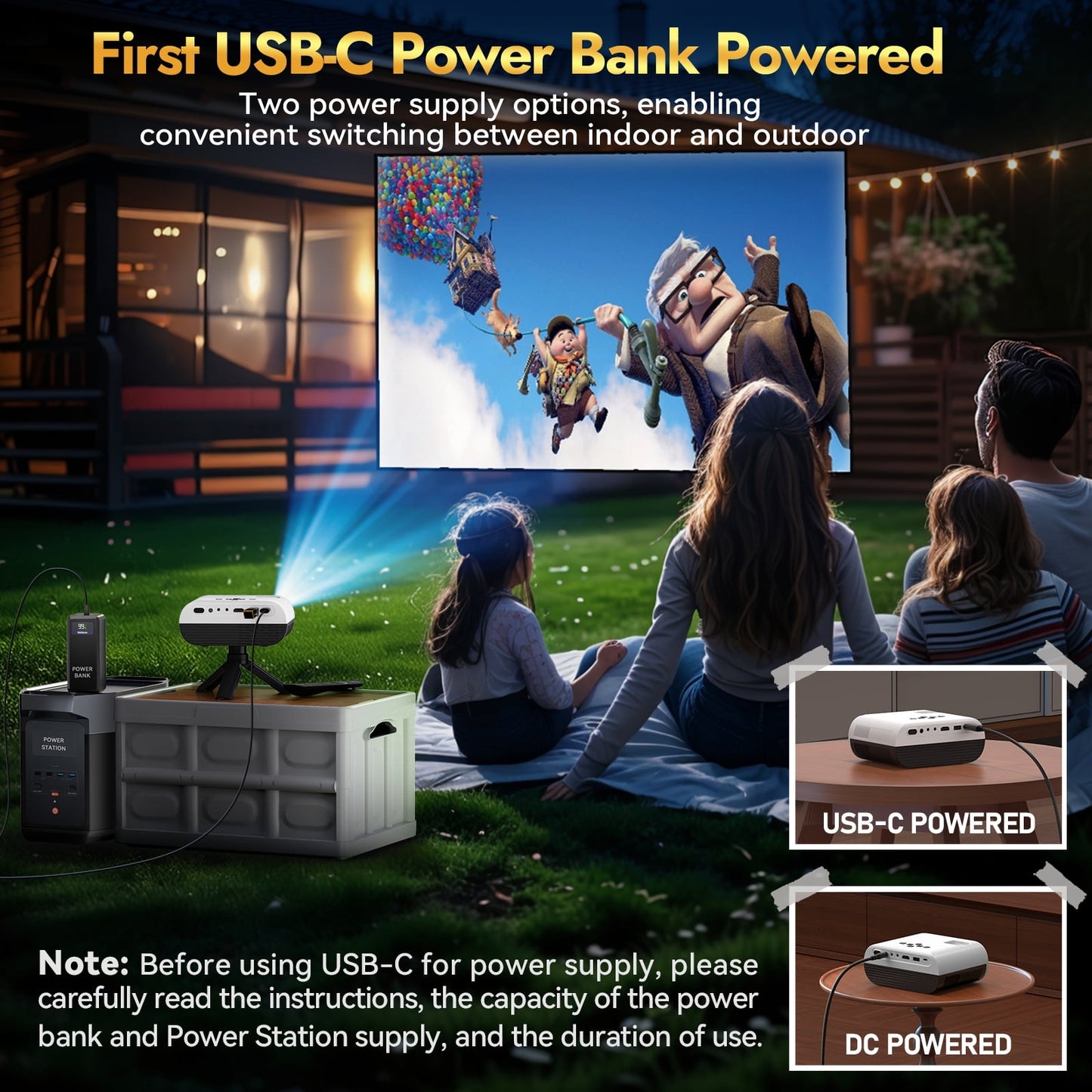 Oldtan 5G WIFI Bluetooth Projector with Screen, Power Bank Powered 1080P Projector for Outdoor