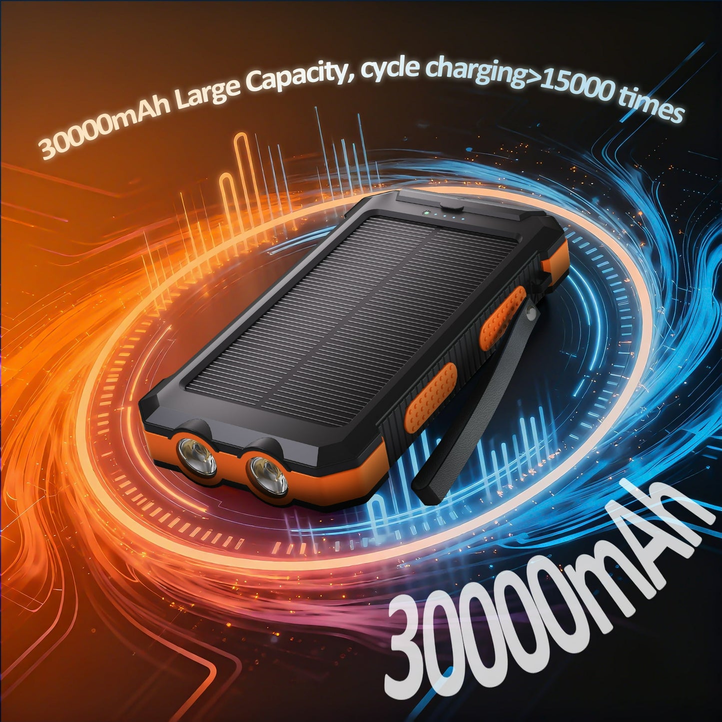 SOLPOWBEN 30000mAh Solar Power Bank Compatible for Iphone 17 Cell Phone 12W Portable Charger Power Bank for Outdoor Camping Hiking (Orange)