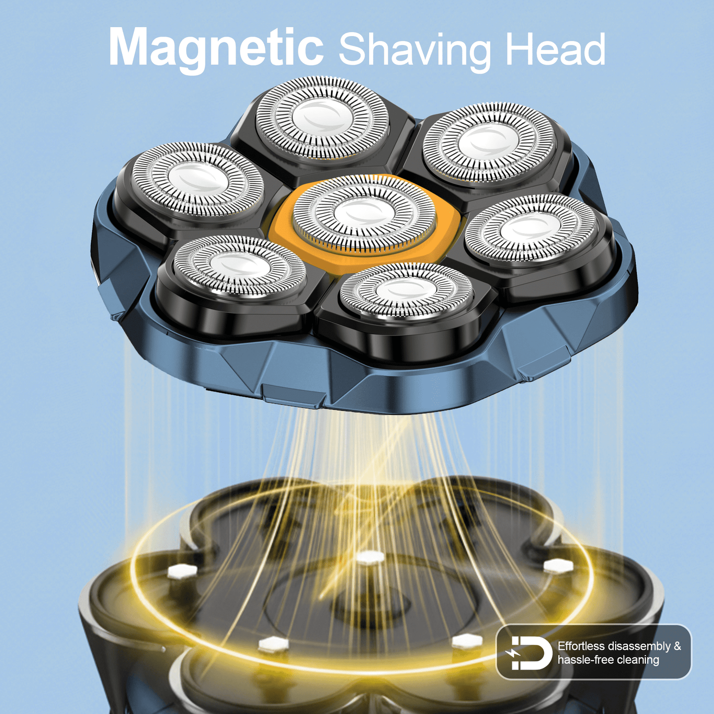 Head Shaver for Bald Men: Electric Bald Razor -IPX7 Wet & Dry Shaving- 7 Floating Heads for Ultimate Comfort - Rechargeable Grooming Kit for Scalp/Face/Beard -Ergonomic Grip