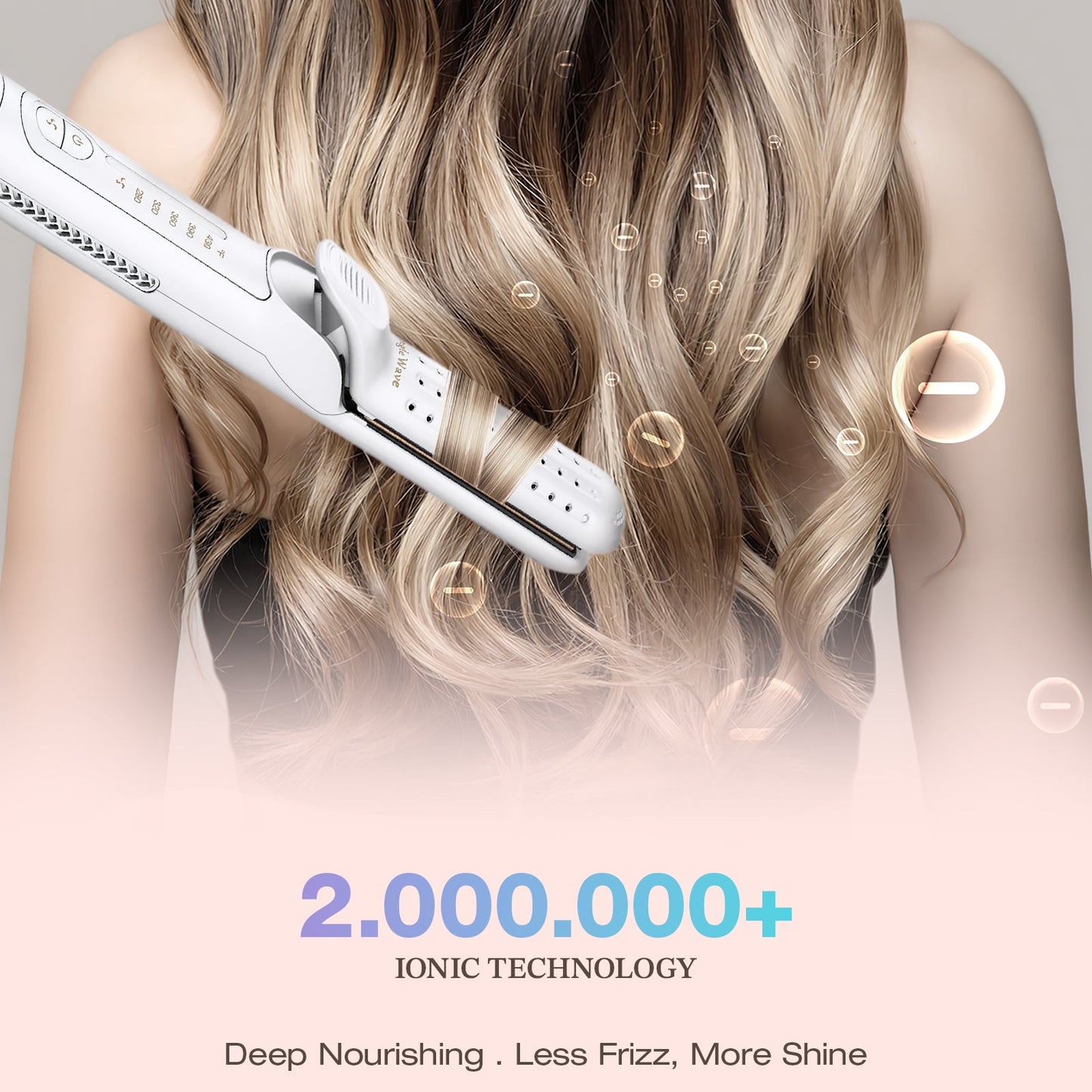 Curling Iron, Jungle Wave Pro Airflow Styler 2 in 1 Hair Straightener and Curler, Ionic Ceramic Flat Iron with 360° Cool Air, 1 Inch, White