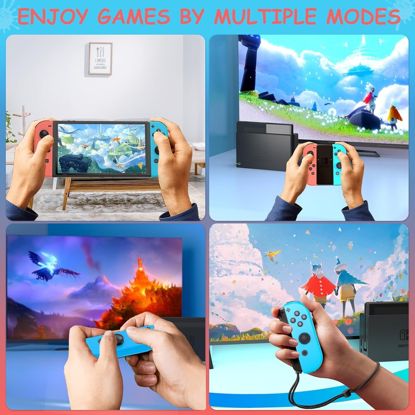 Switch Controller for Nintendo Switch, Switch Remote Joy Pad supports Dual Vibration/Motion Control/Screenshot/Wake-up (Red and Blue)