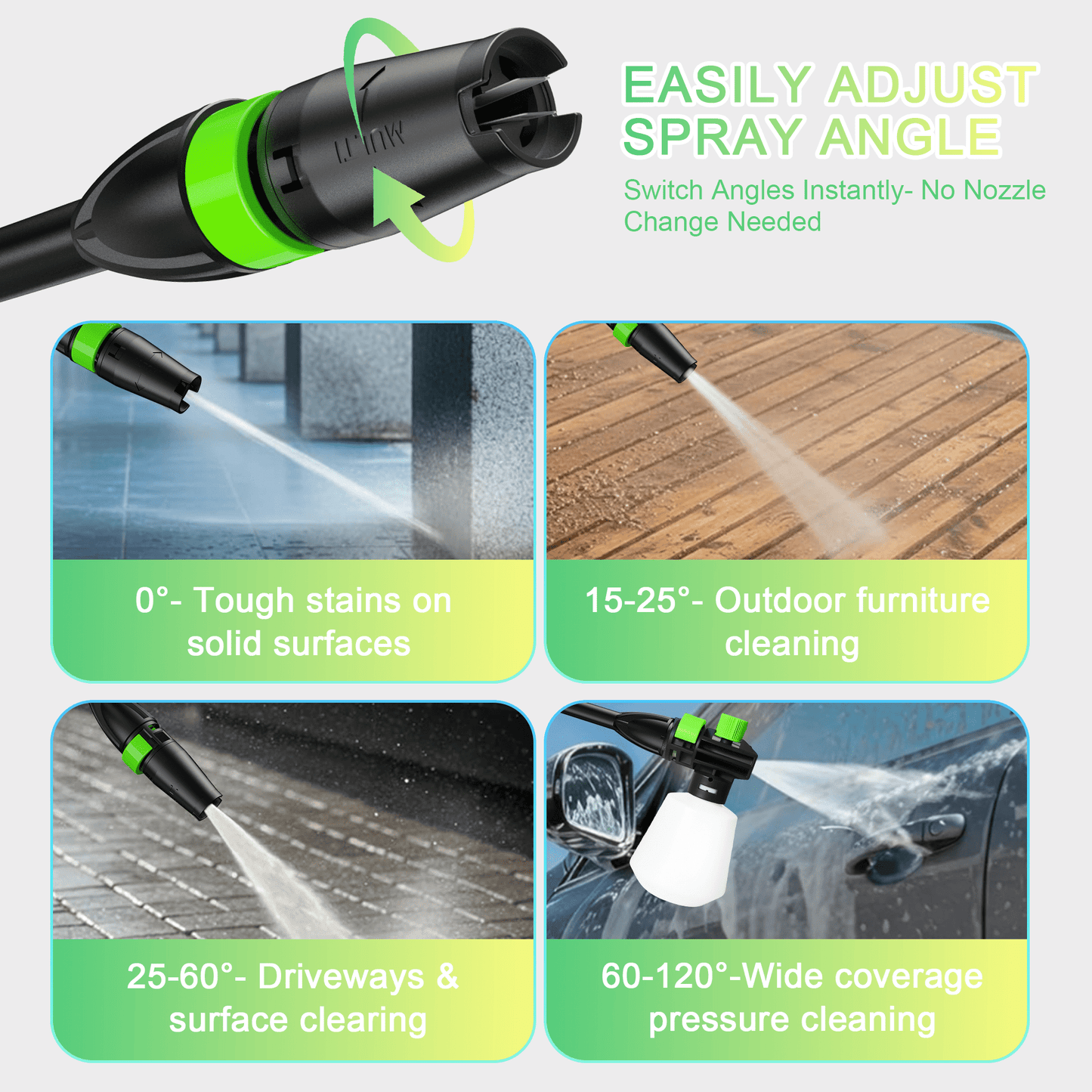 4000 PSI Electric Pressure Washer Max 2.6 GPM Power Washer with Adjustable Nozzle 0-120°,Foam Cannon 35FT Power Cord 20FT Hose for Car Garden Yard Hom