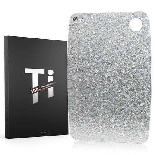 100% Pure Titanium Cutting Board – EPA-Certified Cutting Board, Double-Sided Pure Titanium Cutting Board for Kitchen and Outdoor Cooking (12"x8")