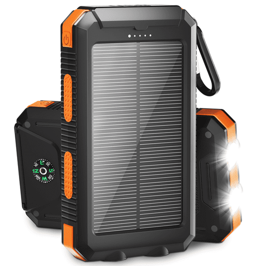 Solpowben 20000mAh Solar Power Bank Compatitble for iphone Portable Solar Power Bank with Dual 5V USB Ports 2 Flashlight Compass Battery Pack for Outdoor Camping Hiking(Orange)