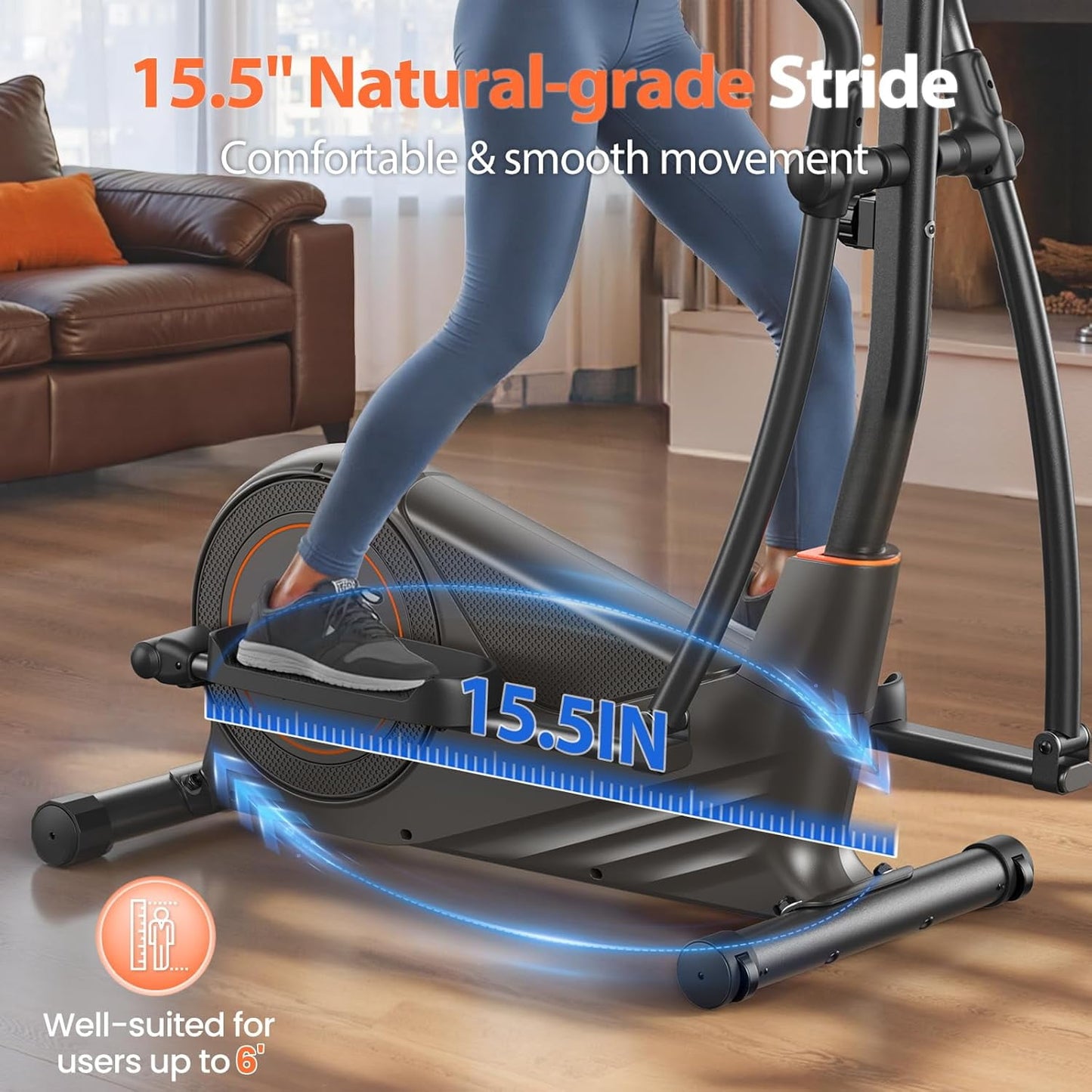 Elliptical Machine, Elliptical Exercise Machine with 16-Level Resistance&Hyper-Quiet Magnetic Driving System, Elliptical Machine for Home with LCD Monitor&15.5IN Stride, 350LBS Weight Capacity