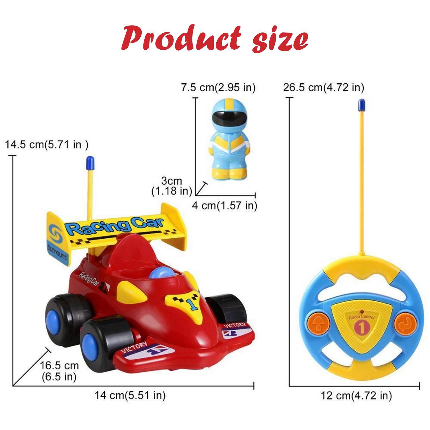 FRESHE Rc Car, Remote Control Formula Racing Car, Cartoon RC Cars with Racing Driver Figure, Toddler Toys for Ages 2-4,(Red)