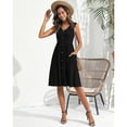 Women's Summer Beach Dresses Casual Sleeveless Sundress Loose Button Elastic Waist Midi Dress with Pockets 2025 Black