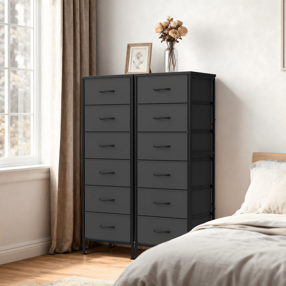 EZKAMFORT Tall 6 Drawer Dresser for Bedroom, Chest of Drawers, Black Dressers Organizer, Drawers for Clothes