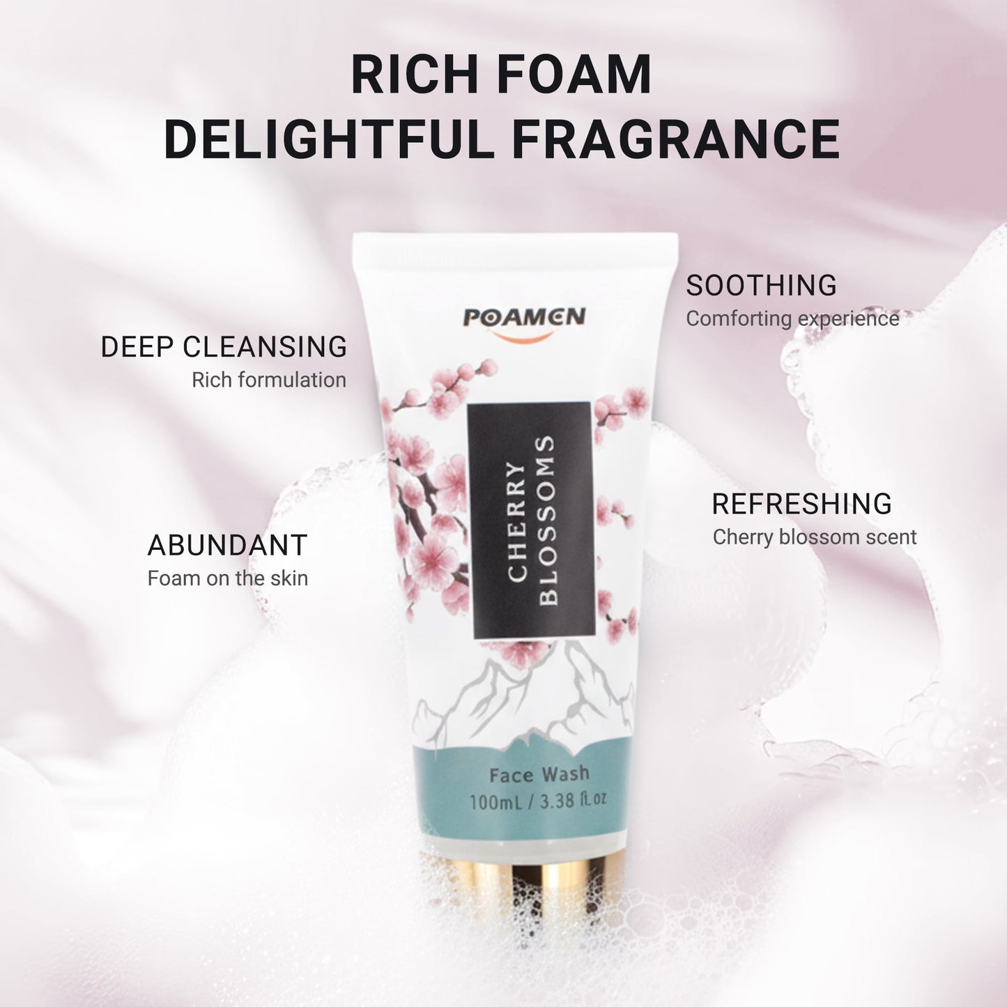 Poamcn Bath and Body Gift Set,Home Spa Gift Set for Women,Japanese Cherry Blossom Scent,3 Piece Set