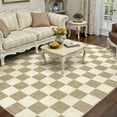 WIPONKEN 8x10 Checkered Area Rug Non-Slip Farmhouse Washable Carpet for Entryway, Bedroom, Living Room, Kitchen, Bathroom Soft Indoor Door Mat