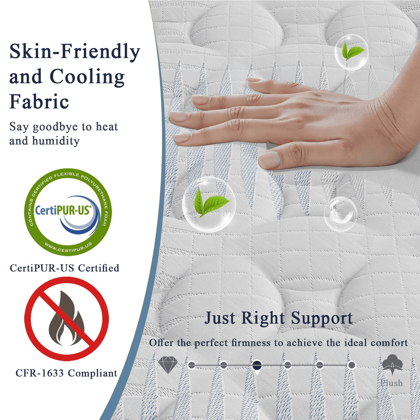 Kizreo Firm Queen Size Mattress 12 inch Hybrid Mattress in a Box for Back Pain Relief and Cooling Sleep with Gel Foam Fiberglass Free Cover, CertiPUR-US Certified