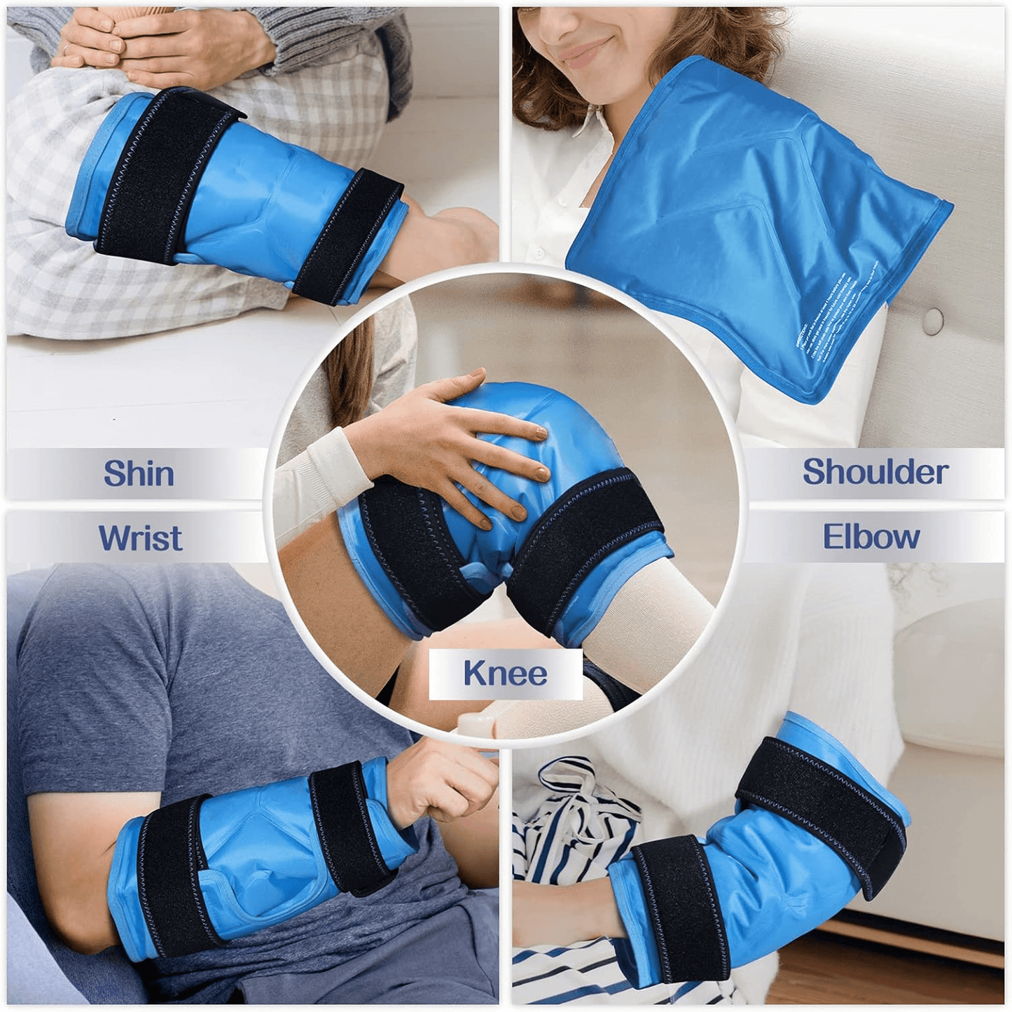 Ice Pack Wrap Around Knee After Surgery, Reusable Gel Large Ice Pack for Injuries, Pain Relief, Swelling, Sports Injuries, 1 Pack