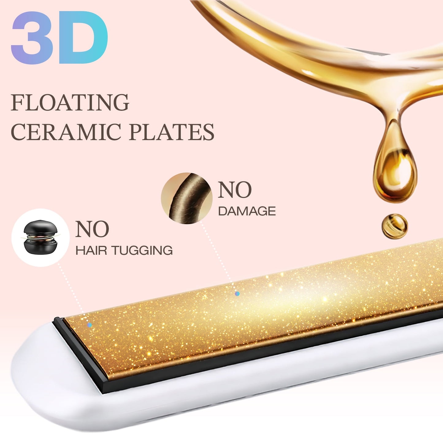 Curling Iron, Jungle Wave Pro Airflow Styler 2 in 1 Hair Straightener and Curler, Ionic Ceramic Flat Iron with 360° Cool Air, 1 Inch, White