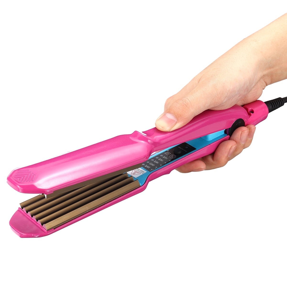 Hair Crimper, Jungle Wave Professional Crimping Iron and Waver Ceramic Curling Iron, Rose Red