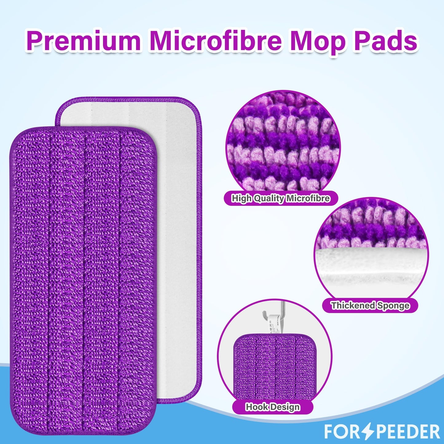 6-Pack Reusable Mop Pads for WetJet – Machine Washable Microfiber Wet Mop Refills for 12" Spray Mops – Durable Cleaning Pads for Hardwood, Tile, Laminate & More – Washable 100+ Times