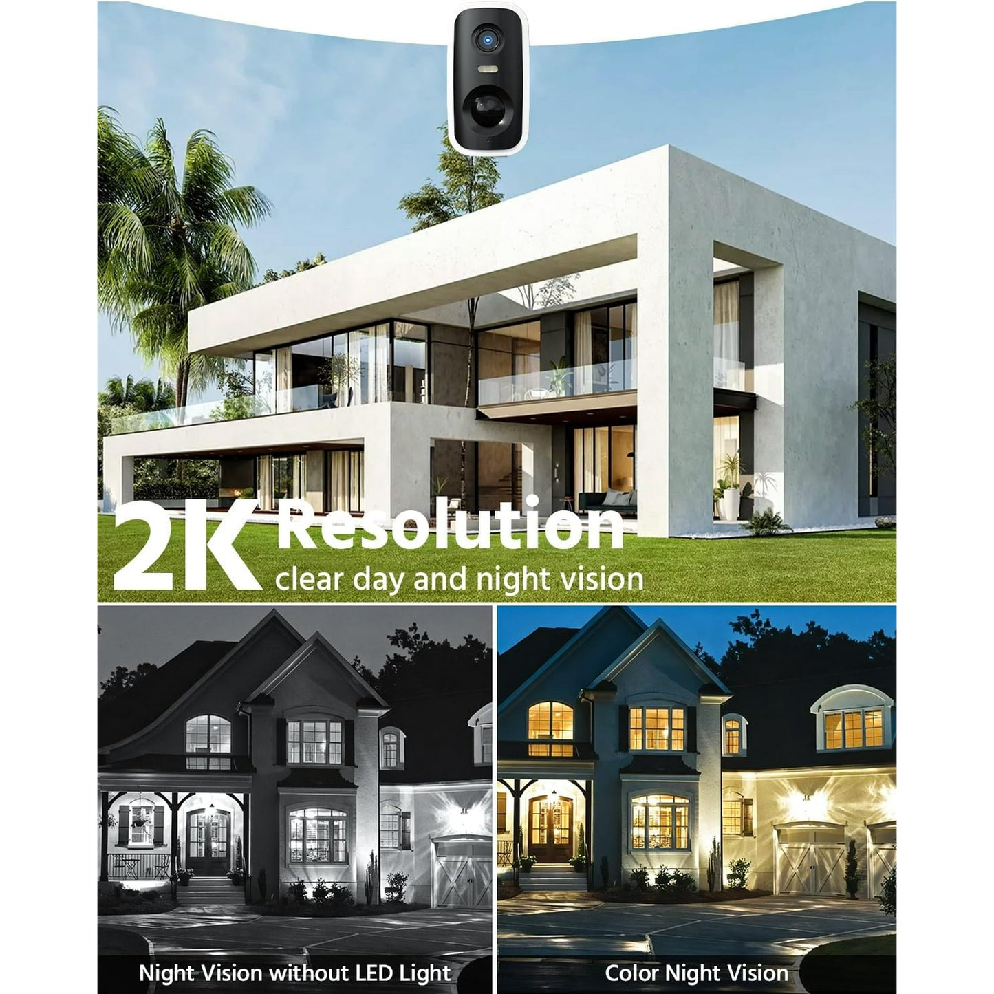 2K Security Cameras Wireless Outdoor, Battery Operated WiFi Cameras for Home Security with AI Motion Detection, Color Night Vision, Spotlight, Siren, IP65 Waterproof, SD/Cloud Storage