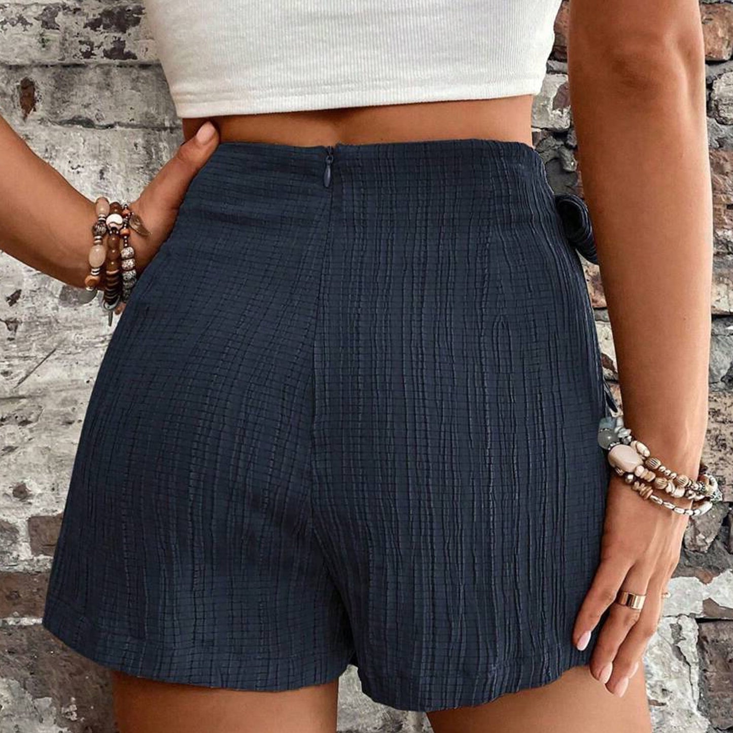 SOMER Womens 2025 Trendy Wrap Mini Skirts Elastic High Waist Ruffle Tie Knot Side Solid Skorts for Casual and Holiday