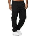 MLDRA Men's Cargo Pants Sweatpants Jogger Work Trousers Relaxed Fit Casual Lightweight Slacks with Multi Pockets Black