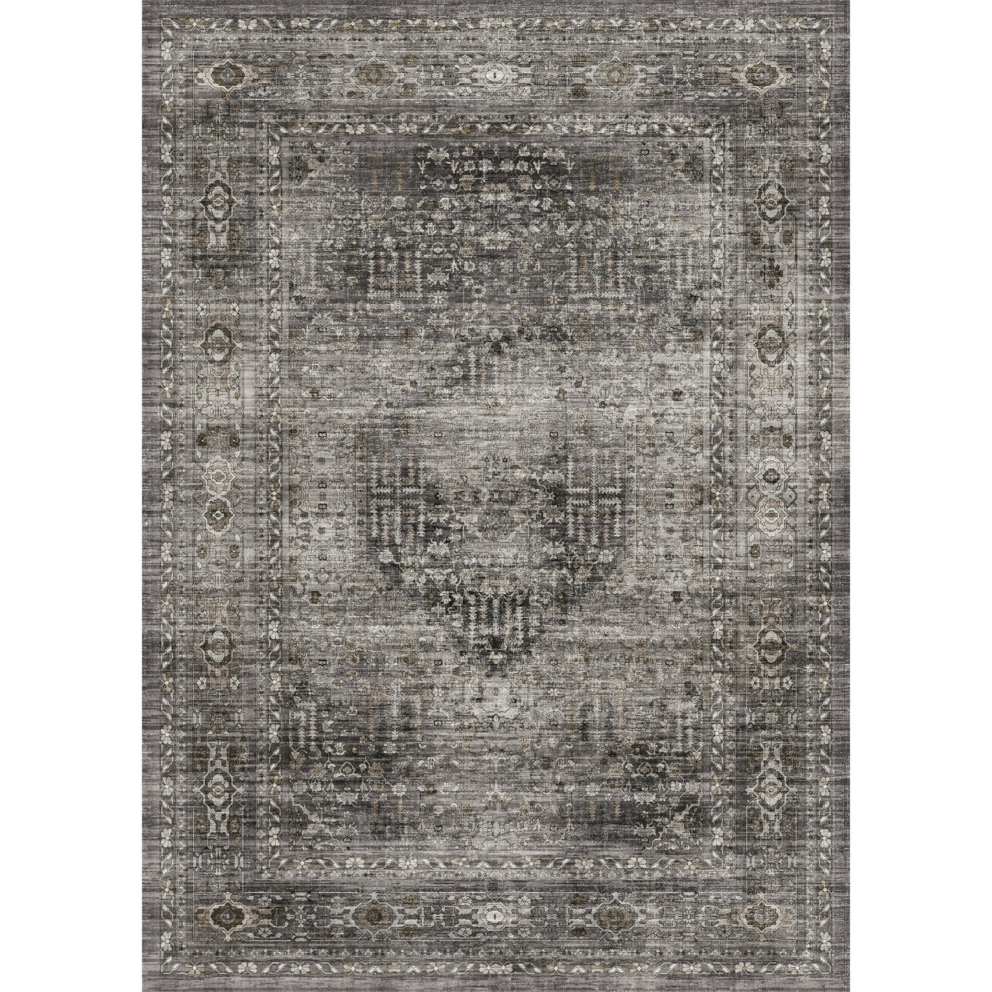 BERTHMEER 8'x10' Area Rugs for Living Room Bedroom Vintage Brown Carpets Kitchen Office Machine Washable Farmhouse Dining Room Oriental Rugs Non Slip Traditional Distressed Rugs