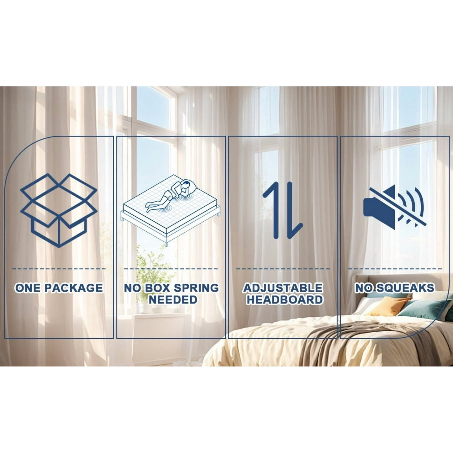 Dranite Solid Wood Bed Frame,Queen Size Bed Frame with Storage Space,Heavy Duty Sturdy Mattress Foundation,Easy Assembly,No Box Spring Needed, Black,Full