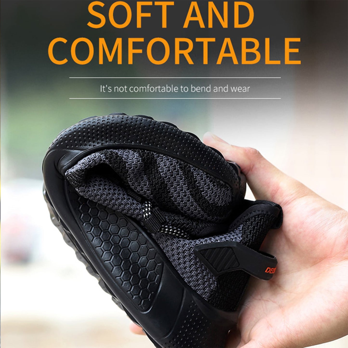 MANLEGU Breathable Safety Shoes for Men Lightweight Steel Toe Work Shoes Construction Industrial And Outdoor Sneakers Size 9.5 Womem/8 Men