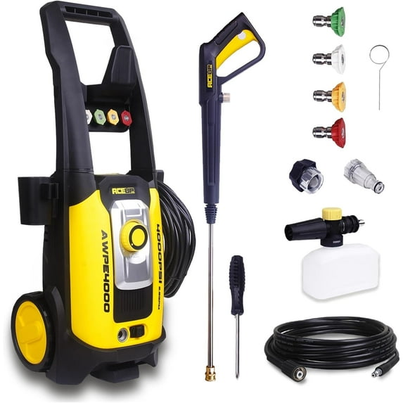 Aceup Energy 4000 PSI 2.6GPM Portable Electric Pressure Washer for Cars Fences Patios Driveways, Lightweight