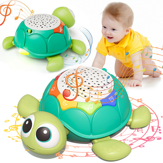 FRESHE Toddler Toys for 1 Year Old Boy Girl Gifts, 5 in 1 Turtle Musical Crawling Toy with Lighting & Music, Baby Sensory Toys for Toddlers 1-3