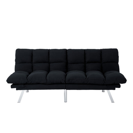Dranite 67.3" Futon Sofa Bed,Convertible Sleeper with Adjustable Backrest and Armrests,Corduroy Upholstery,Black