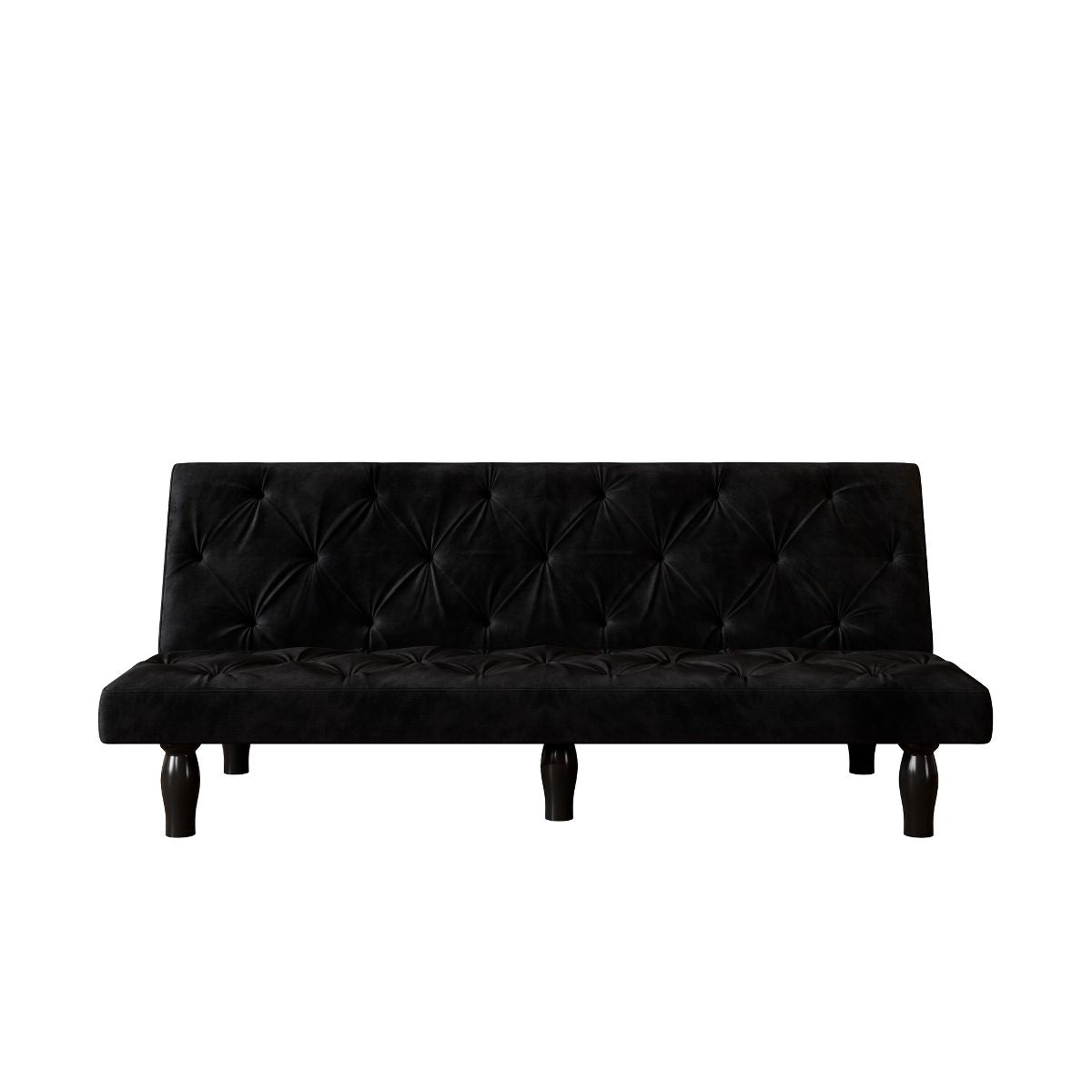 TiramisuBest Modern 66" Black Velvet Sofa Bed, Space-Saving Convertible Couch for Bedroom & Living Room