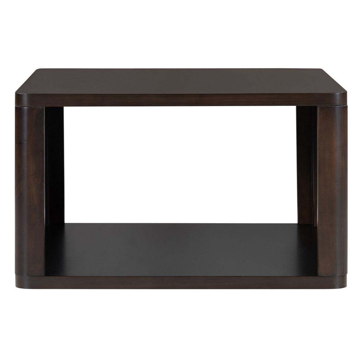 TiramisuBest 30.8" Square Coffee Table, Farmhouse Dark Brown 2-Tier Center Table with Storage Compartment