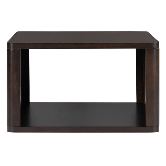 TiramisuBest 30.8" Square Coffee Table, Farmhouse Dark Brown 2-Tier Center Table with Storage Compartment