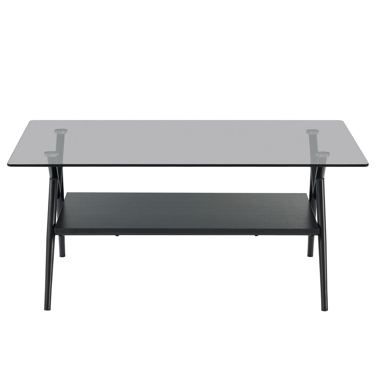 TiramisuBest Modern Rectangle Coffee Table, Tempered Glass with Gold Metal Legs, Transparent Top for Living Room