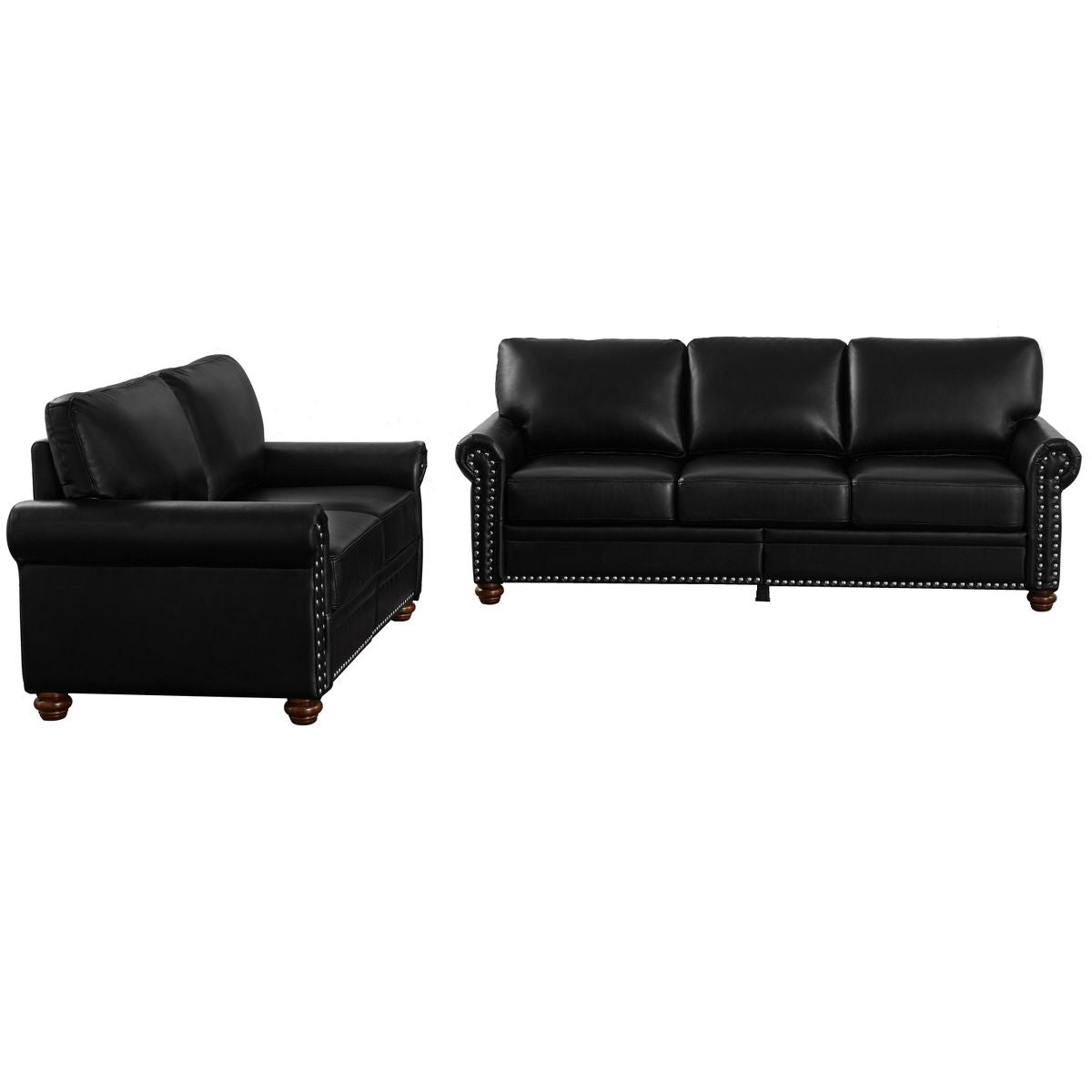 TiramisuBest Living Room Sofa with Storage Sofa 2+3 Sectional Black Faux Leather