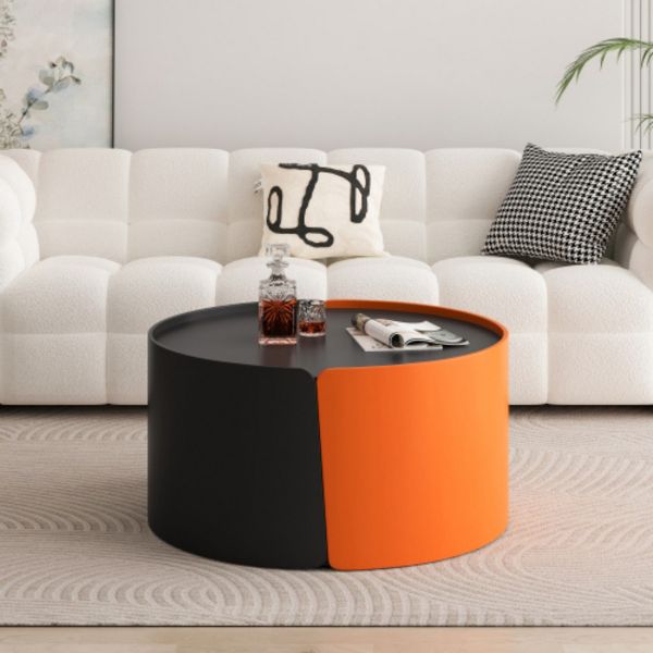 TiramisuBest Modern Nesting Coffee Table Set, Round Extendable Side & End Tables for Small Spaces,Black