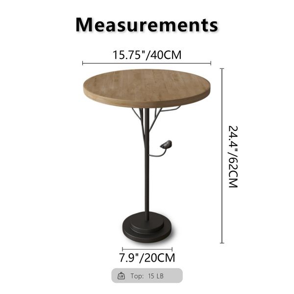 TiramisuBest Vintage Metal Round Coffee Table End Table Frost Black Accent Table Small Space Sofa Side Indoor Outdoor 15.7" Easy Assembly