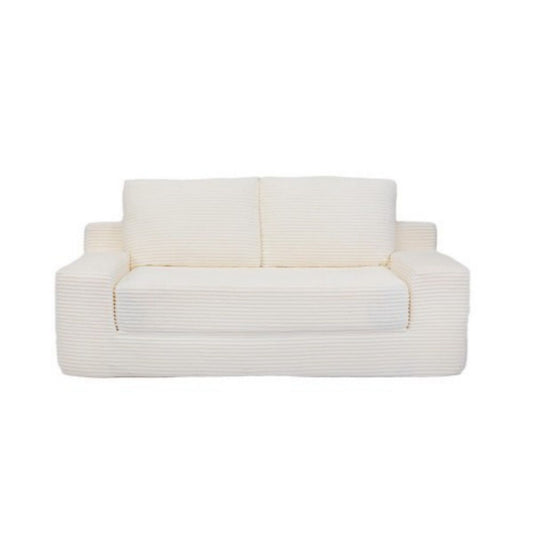 TiramisuBest Modern Small Corduroy Loveseat Sofa Bed, Deep Seat Couch with Pillows & Reversible Cushions,White